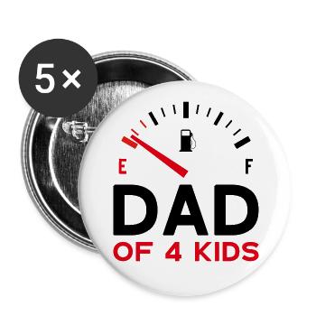 PAPA DE 4 ENFANTS FÊTE DES PÈRES - Lot de 5 grands badges (56 mm) - blanc - Devant
