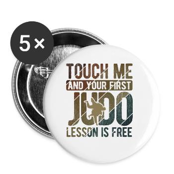 Japanischer Kampfsport Judo - Buttons groß 56 mm (5er Pack) - Weiß - Vorne