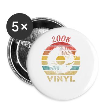 2008 Vinyle Retro Record Vintage Music - Lot de 5 grands badges (56 mm) - blanc - Devant