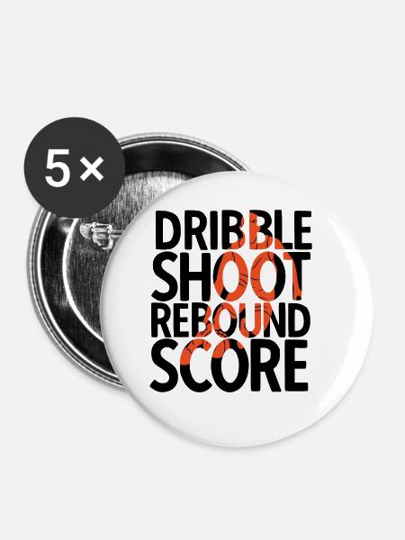 Basketball - Buttons groß 56 mm (5er Pack) - Weiß