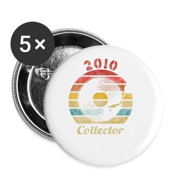 2010 Vinyle Retro Record Vintage Music - Lot de 5 grands badges (56 mm) - blanc - Devant