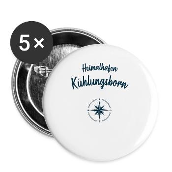 Heimathafen Kühlungsborn Ostsee Küste Segeln - Buttons groß 56 mm (5er Pack) - Weiß - Vorne