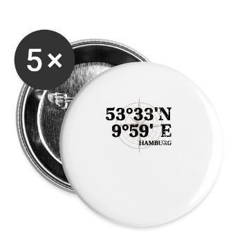 Hambourg coordonne le souvenir - Lot de 5 grands badges (56 mm) - blanc - Devant