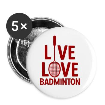 Badminton - Buttons groß 56 mm (5er Pack) - Weiß - Vorne