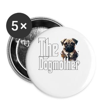 Carlin Chien Maman Chienne Chiens Maman - Lot de 5 grands badges (56 mm) - blanc - Devant