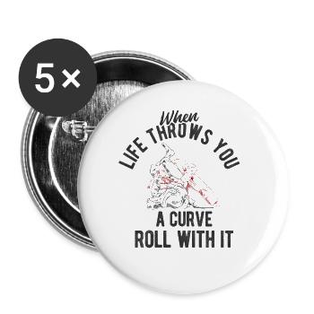 BJJ Jiu Jitsu - Buttons groß 56 mm (5er Pack) - Weiß - Vorne