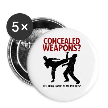 Israelischer Kampfsport Krav Maga - Buttons groß 56 mm (5er Pack) - Weiß - Vorne