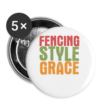 Fechten - Buttons groß 56 mm (5er Pack) - Weiß - Vorne