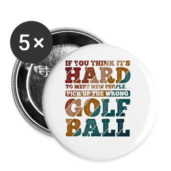 Golfplatz zum Golfen Golf - Buttons groß 56 mm (5er Pack) - Weiß - Vorne