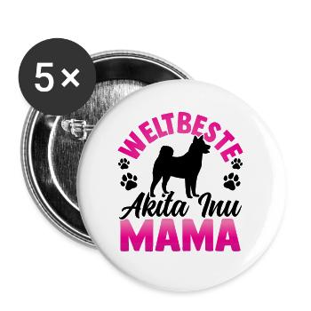 Beste Akita Inu Mama japanischer Akita Inu - Buttons groß 56 mm (5er Pack) - Weiß - Vorne