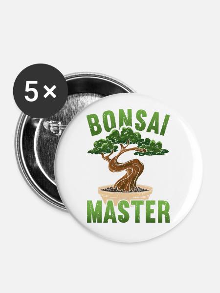Bonsai-Baum - Buttons groß 56 mm (5er Pack) - Weiß