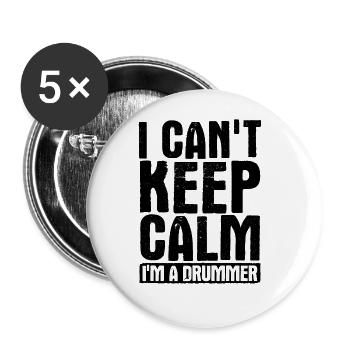 Schlagzeug Spieler Drummer - Buttons groß 56 mm (5er Pack) - Weiß - Vorne