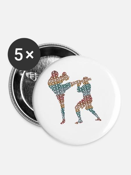 Kickboxing - Buttons groß 56 mm (5er Pack) - Weiß