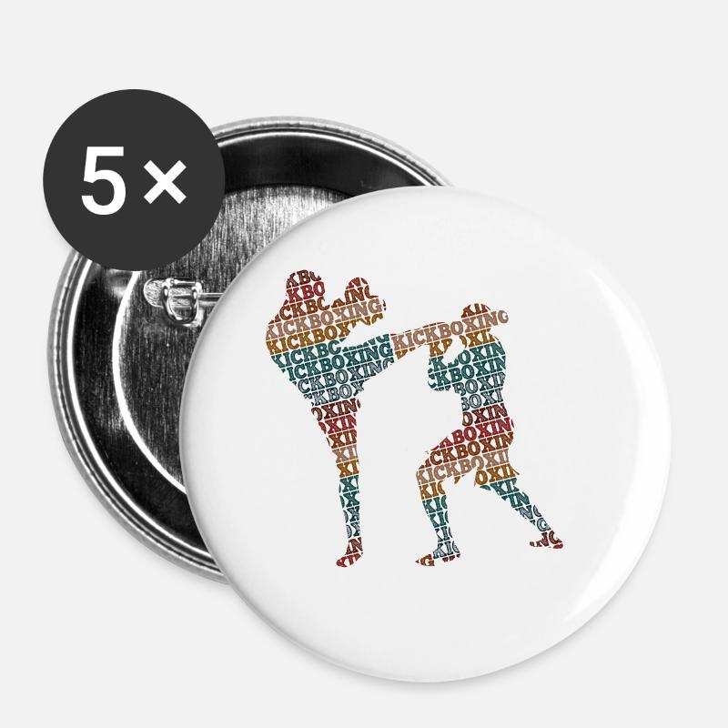 Kickboxing - Buttons groß 56 mm (5er Pack) - Weiß