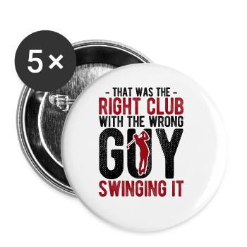 Golfplatz zum Golfen Golf - Buttons groß 56 mm (5er Pack) - Weiß - Vorne