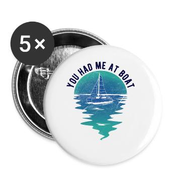 Segelboot Kapitän Spruch Zum Segeln - Buttons groß 56 mm (5er Pack) - Weiß - Vorne