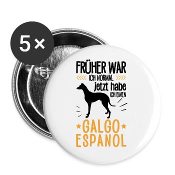 Galgo Espanol früher normal Spanischer Windhund - Buttons groß 56 mm (5er Pack) - Weiß - Vorne