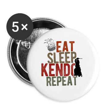 Japanischer Schwertkampf Kendo - Buttons groß 56 mm (5er Pack) - Weiß - Vorne