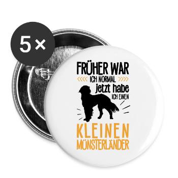 Kleiner Münsterländer früher war ich normal - Buttons groß 56 mm (5er Pack) - Weiß - Vorne