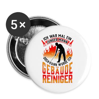 Gebäudereiniger war mal jung Fensterputzer - Buttons groß 56 mm (5er Pack) - Weiß - Vorne