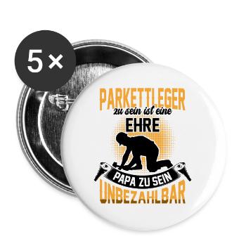 Parkettleger sein ist eine Ehre Fußbodenleger - Buttons groß 56 mm (5er Pack) - Weiß - Vorne