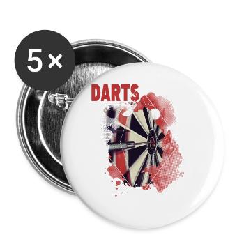 Darts Dartscheibe Dartboard Darten Dartspieler - Buttons groß 56 mm (5er Pack) - Weiß - Vorne