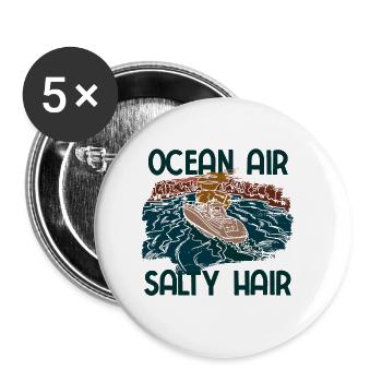 Segelboot Kapitän Spruch Zum Segeln - Buttons groß 56 mm (5er Pack) - Weiß - Vorne