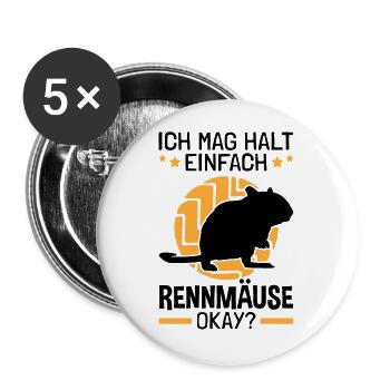 Ich mag einfach Rennmaus Nagetier Gerbil - Buttons groß 56 mm (5er Pack) - Weiß - Vorne