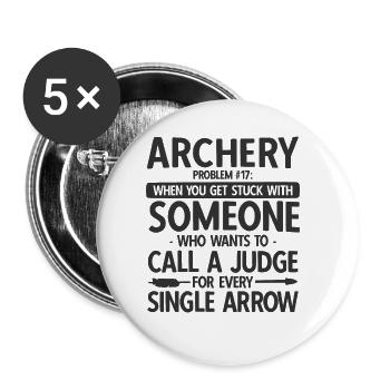 Bogenschießen Archery - Buttons groß 56 mm (5er Pack) - Weiß - Vorne