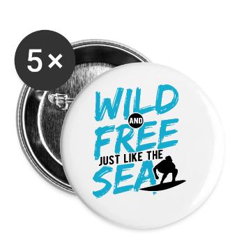 Surfen Wellenreiten Für Surfing - Buttons groß 56 mm (5er Pack) - Weiß - Vorne