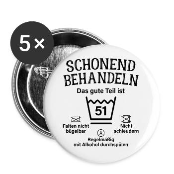 51. Geburtstag Schonend Behandeln 51 Teil Ist 51 - Buttons groß 56 mm (5er Pack) - Weiß - Vorne