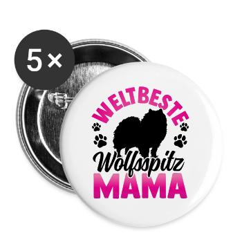 Beste Wolfsspitz Mama Deutscher Keeshond - Buttons groß 56 mm (5er Pack) - Weiß - Vorne