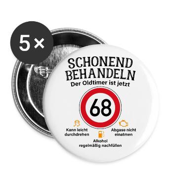 68. Geburtstag Schonend Behandeln Oldtimer Ist 68 - Buttons groß 56 mm (5er Pack) - Weiß - Vorne
