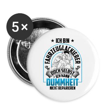 Ich bin der Verrückte Fahrzeuglackierer Lackierer - Buttons groß 56 mm (5er Pack) - Weiß - Vorne