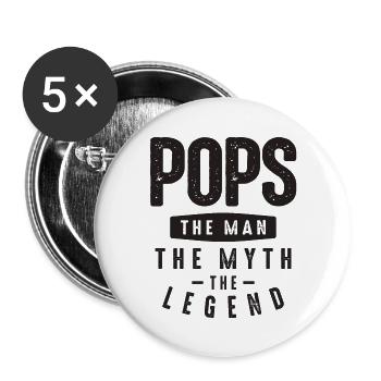Pops The Man The Myth The Legend - Dad & Grandpa - Buttons large 2.2''/56 mm (5-pack) - white - Front