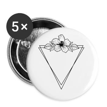 Hibiscus Boho Flower Hand Painted - Buttons large 2.2''/56 mm (5-pack) - white - Front