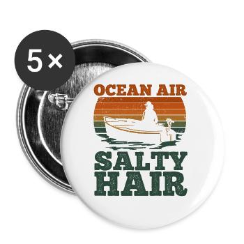 Segelboot Kapitän Spruch Zum Segeln - Buttons groß 56 mm (5er Pack) - Weiß - Vorne