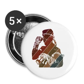 Thaiboxen Muay Thai - Buttons groß 56 mm (5er Pack) - Weiß - Vorne