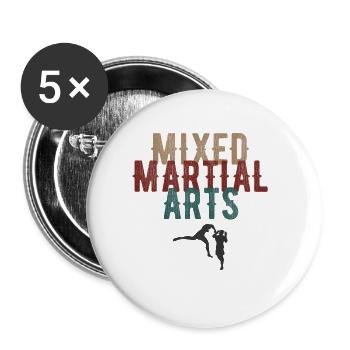 Mixed Martial Arts MMA - Buttons groß 56 mm (5er Pack) - Weiß - Vorne