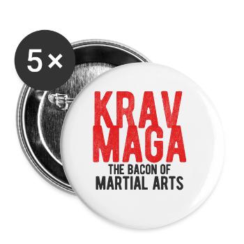Israelischer Kampfsport Krav Maga - Buttons groß 56 mm (5er Pack) - Weiß - Vorne