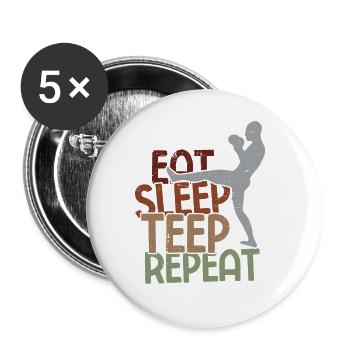 Thaiboxen Muay Thai - Buttons groß 56 mm (5er Pack) - Weiß - Vorne