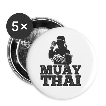 Thaiboxen Muay Thai - Buttons groß 56 mm (5er Pack) - Weiß - Vorne