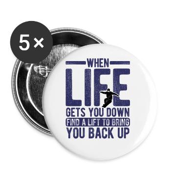 Snowboard Spruch für Snowboarder - Buttons groß 56 mm (5er Pack) - Weiß - Vorne