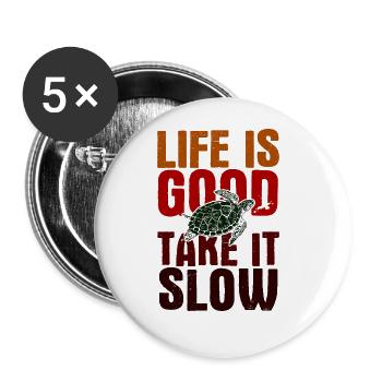 Schildkröten - Buttons groß 56 mm (5er Pack) - Weiß - Vorne