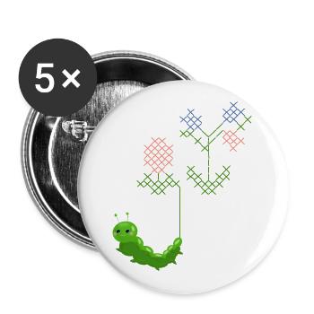 stickende Raupe - Buttons groß 56 mm (5er Pack) - Weiß - Vorne