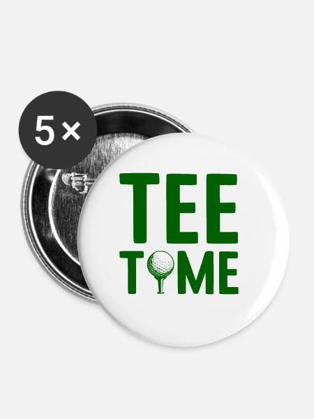 Golfplatz zum Golfen Golf - Buttons groß 56 mm (5er Pack) - Weiß