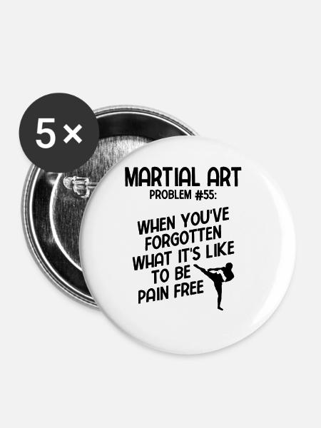 Mixed Martial Arts MMA - Buttons groß 56 mm (5er Pack) - Weiß