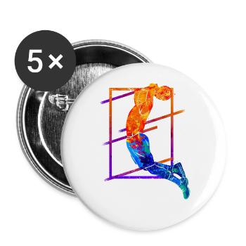 Basketball Basketballspieler Spieler Vintage Bunt - Buttons groß 56 mm (5er Pack) - Weiß - Vorne