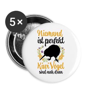 Kiwi Vogel ist nicht perfekt Neuseeland - Buttons groß 56 mm (5er Pack) - Weiß - Vorne