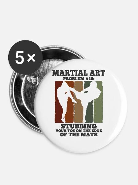 Mixed Martial Arts MMA - Buttons groß 56 mm (5er Pack) - Weiß
